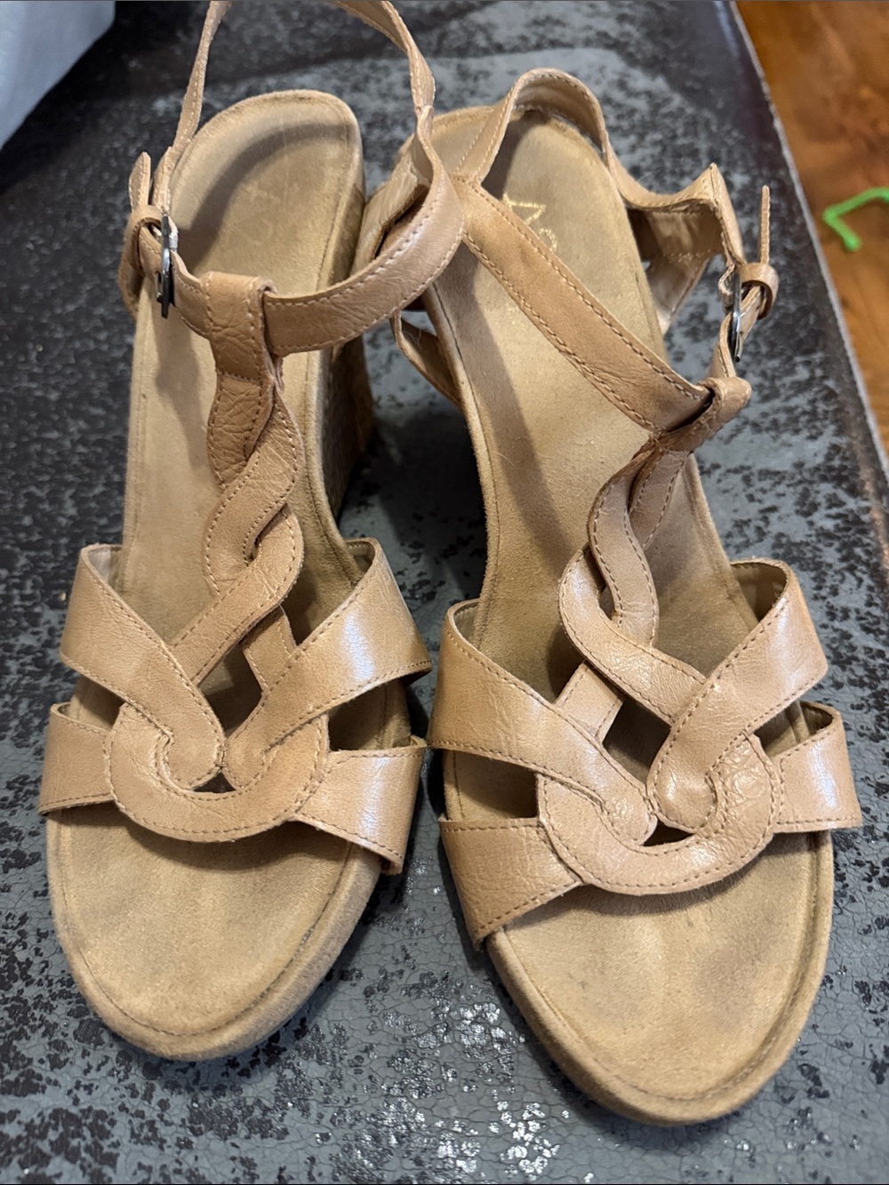 A2 By Aerosoles Tan Woven Wedge Sandals